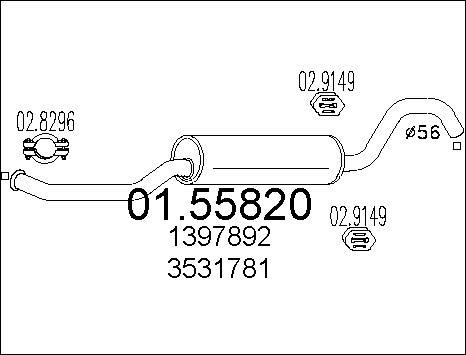MTS 01.55820 - Silenziatore centrale www.autoricambi360.it