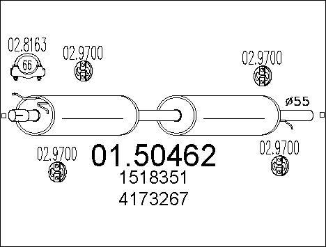 MTS 01.50462 - Silenziatore centrale www.autoricambi360.it