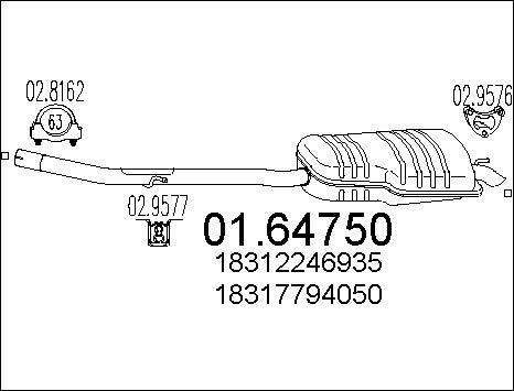 MTS 01.64750 - Silenziatore posteriore www.autoricambi360.it