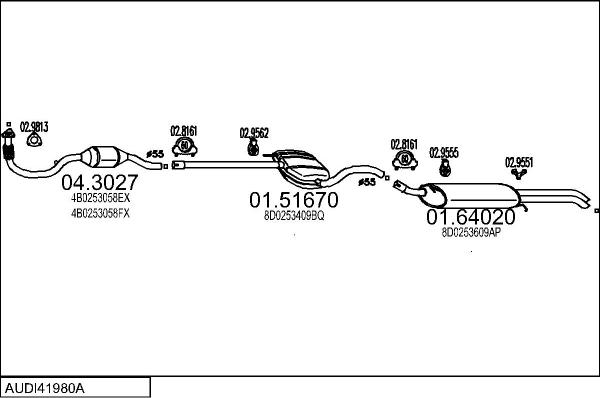 MTS AUDI41980A008886 - Impianto gas scarico www.autoricambi360.it