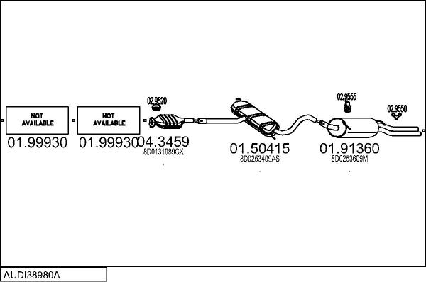 MTS AUDI38980A004617 - Impianto gas scarico www.autoricambi360.it