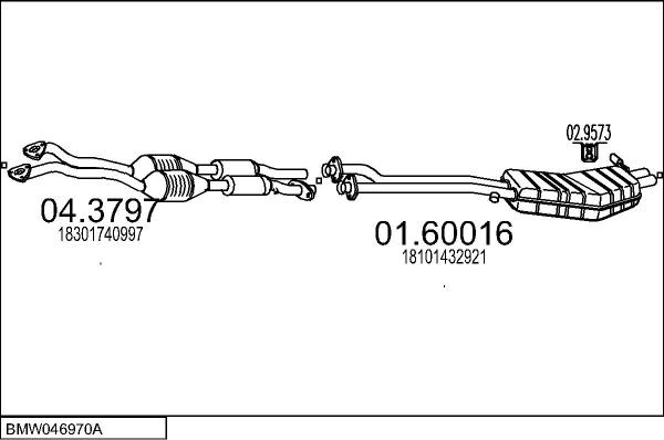 MTS BMW046970A004627 - Impianto gas scarico www.autoricambi360.it
