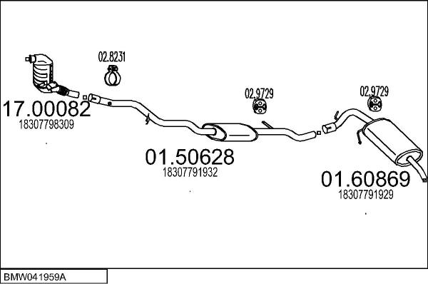MTS BMW041959A058253 - Impianto gas scarico www.autoricambi360.it