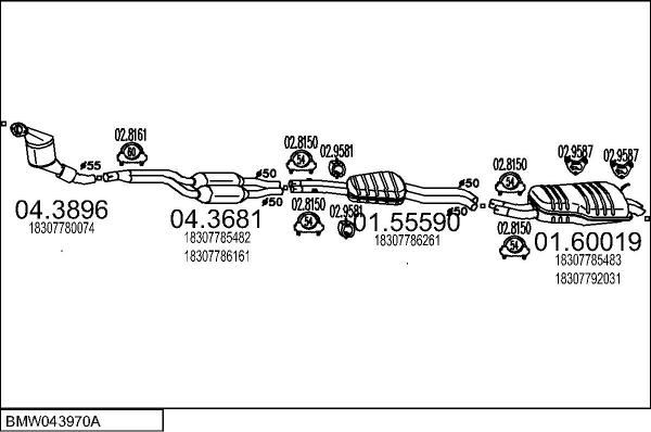 MTS BMW043970A013874 - Impianto gas scarico www.autoricambi360.it