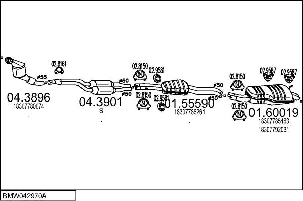 MTS BMW042970A017352 - Impianto gas scarico www.autoricambi360.it