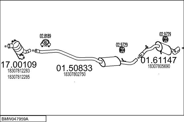 MTS BMW047959A022955 - Impianto gas scarico www.autoricambi360.it