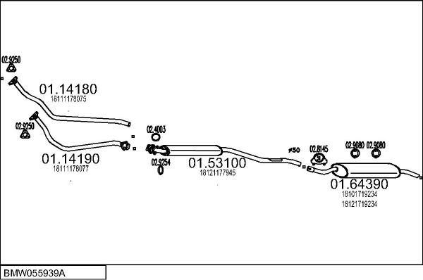 MTS BMW055939A000042 - Impianto gas scarico www.autoricambi360.it