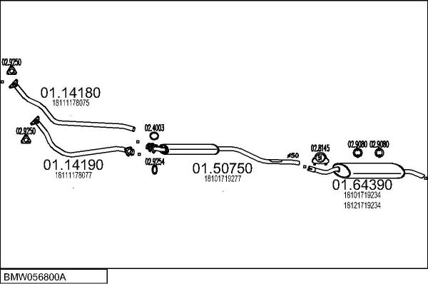 MTS BMW056800A000042 - Impianto gas scarico www.autoricambi360.it