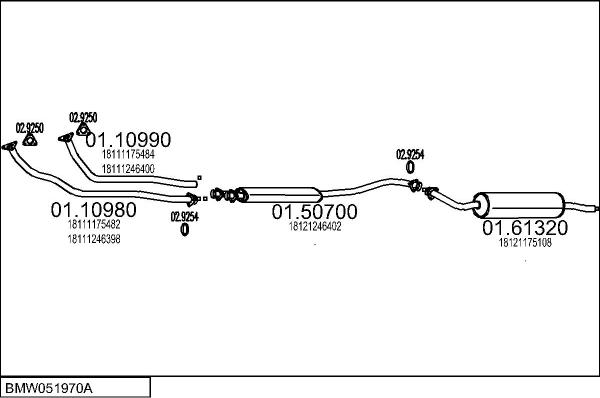 MTS BMW051970A000017 - Impianto gas scarico www.autoricambi360.it