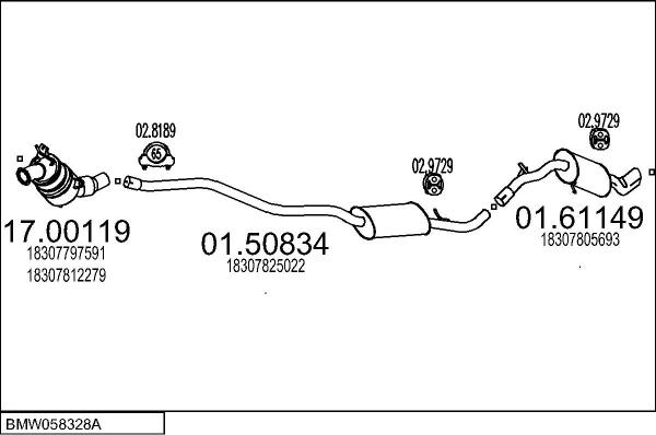 MTS BMW058328A055647 - Impianto gas scarico www.autoricambi360.it