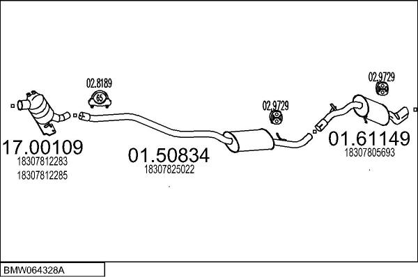 MTS BMW064328A032176 - Impianto gas scarico www.autoricambi360.it