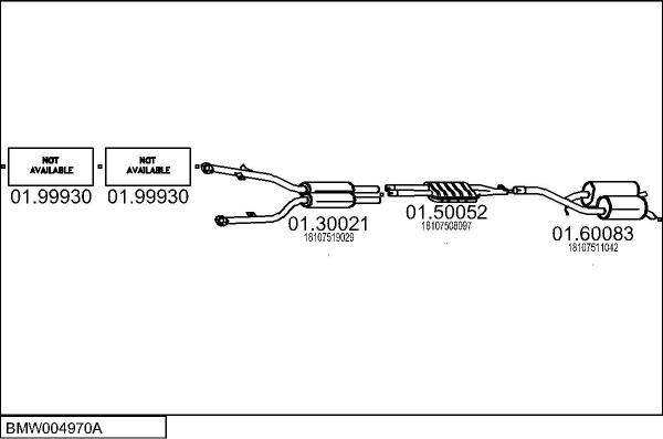 MTS BMW004970A016178 - Impianto gas scarico www.autoricambi360.it