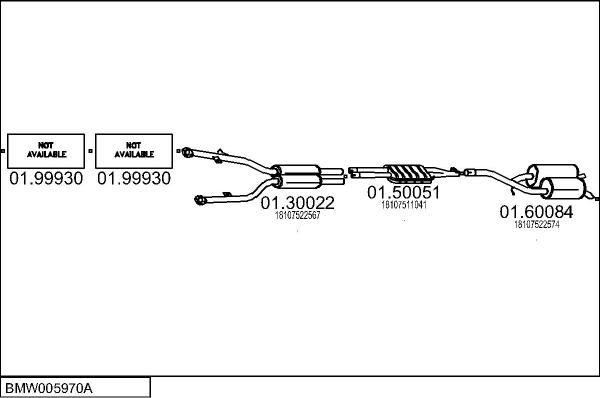 MTS BMW005970A016178 - Impianto gas scarico www.autoricambi360.it