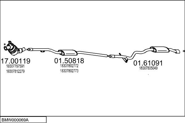 MTS BMW000069A033387 - Impianto gas scarico www.autoricambi360.it