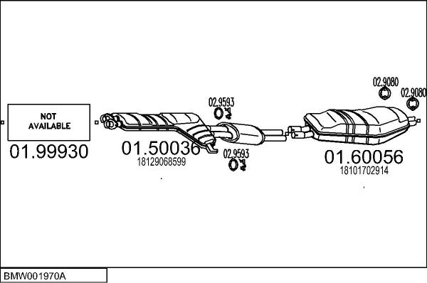 MTS BMW001970A000290 - Impianto gas scarico www.autoricambi360.it