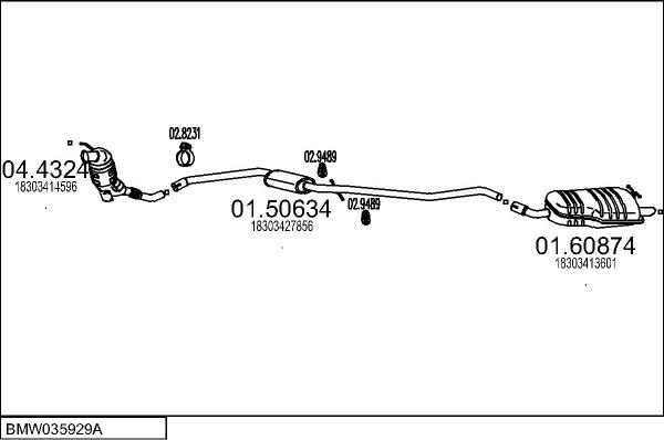 MTS BMW035929A018232 - Impianto gas scarico www.autoricambi360.it