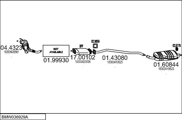 MTS BMW036929A018232 - Impianto gas scarico www.autoricambi360.it