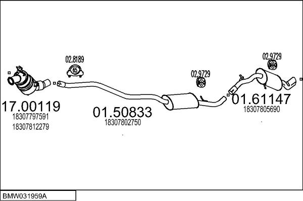 MTS BMW031959A058303 - Impianto gas scarico www.autoricambi360.it