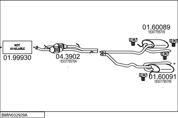 MTS BMW032929A017625 - Impianto gas scarico www.autoricambi360.it