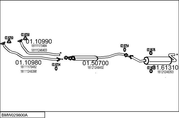 MTS BMW029800A000017 - Impianto gas scarico www.autoricambi360.it