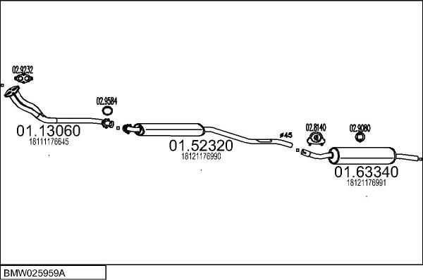 MTS BMW025959A000020 - Impianto gas scarico www.autoricambi360.it