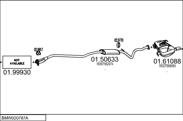 MTS BMW020787A055944 - Impianto gas scarico www.autoricambi360.it