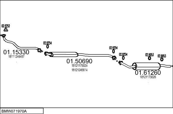 MTS BMW071970A000011 - Impianto gas scarico www.autoricambi360.it