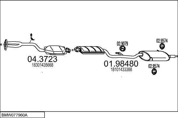 MTS BMW077960A005109 - Impianto gas scarico www.autoricambi360.it