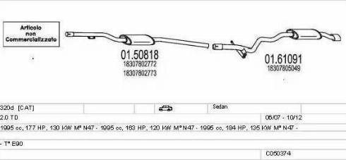 MTS C050374015614 - Impianto gas scarico www.autoricambi360.it