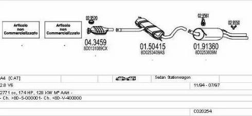 MTS C020254000625 - Impianto gas scarico www.autoricambi360.it