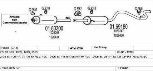 MTS C110495009094 - Impianto gas scarico www.autoricambi360.it