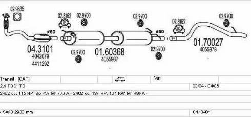 MTS C110481009587 - Impianto gas scarico www.autoricambi360.it