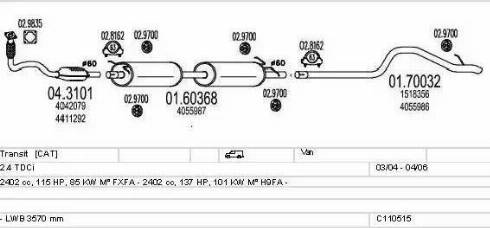 MTS C110515009123 - Impianto gas scarico www.autoricambi360.it