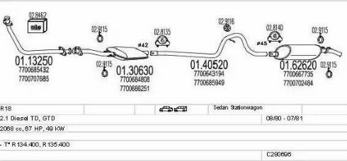 MTS C280696007305 - Impianto gas scarico www.autoricambi360.it