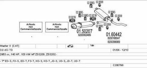 MTS C280798011850 - Impianto gas scarico www.autoricambi360.it