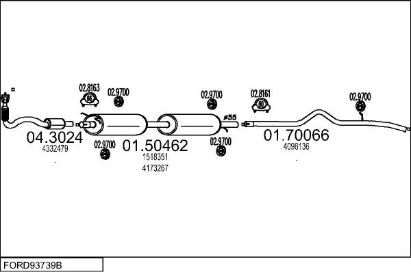 MTS FORD93739B016098 - Impianto gas scarico www.autoricambi360.it