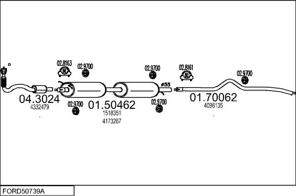 MTS FORD50739A016098 - Impianto gas scarico www.autoricambi360.it