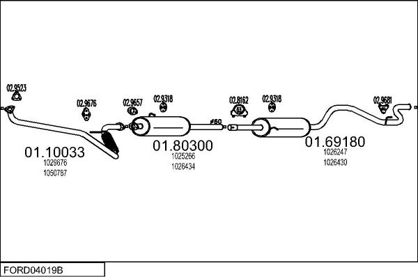 MTS FORD04019B016304 - Impianto gas scarico www.autoricambi360.it
