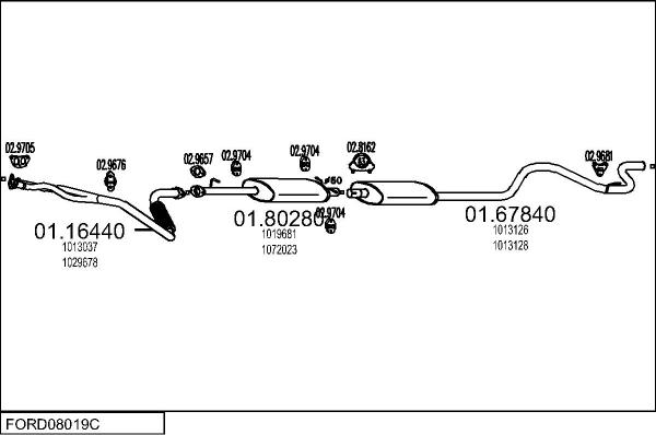MTS FORD08019C016304 - Impianto gas scarico www.autoricambi360.it