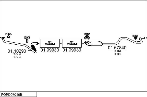 MTS FORD07019B016304 - Impianto gas scarico www.autoricambi360.it