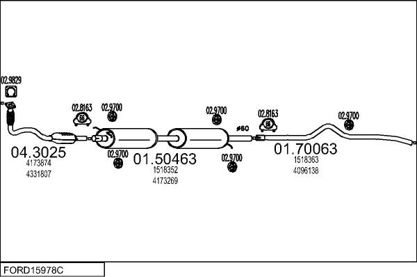 MTS FORD15978C015644 - Impianto gas scarico www.autoricambi360.it