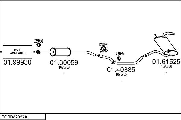 MTS FORD82857A011922 - Impianto gas scarico www.autoricambi360.it