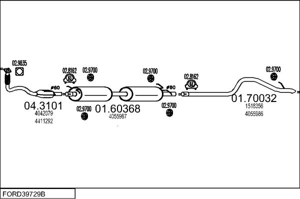 MTS FORD39729B014732 - Impianto gas scarico www.autoricambi360.it