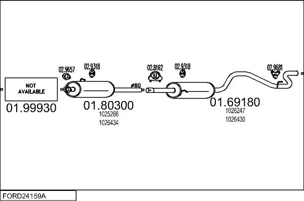 MTS FORD24159A014845 - Impianto gas scarico www.autoricambi360.it
