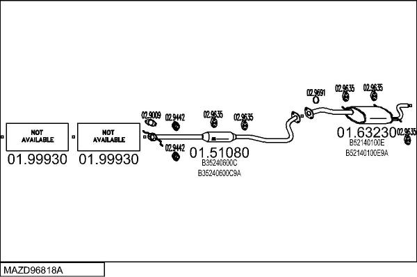 MTS MAZD96818A003713 - Impianto gas scarico www.autoricambi360.it