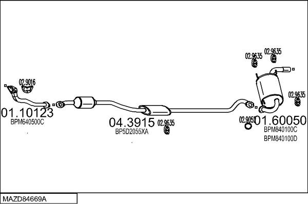 MTS MAZD84669A009429 - Impianto gas scarico www.autoricambi360.it