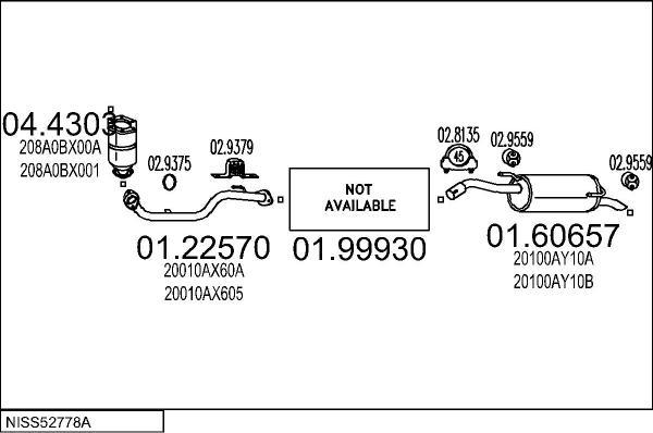 MTS NISS52778A133828 - Impianto gas scarico www.autoricambi360.it
