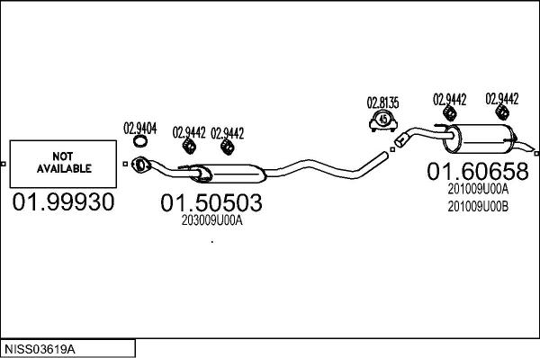 MTS NISS03619A019175 - Impianto gas scarico www.autoricambi360.it