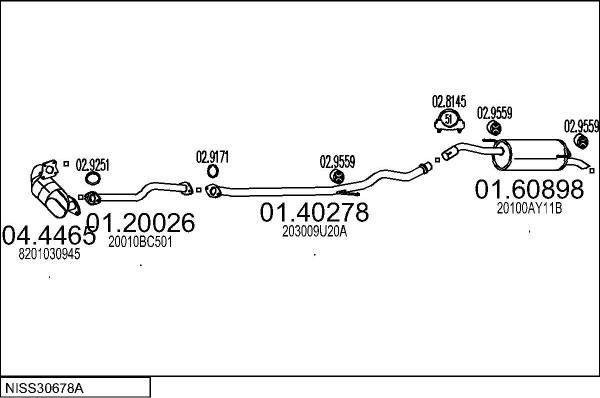 MTS NISS30678A019176 - Impianto gas scarico www.autoricambi360.it