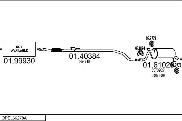 MTS OPEL66278A107799 - Impianto gas scarico www.autoricambi360.it